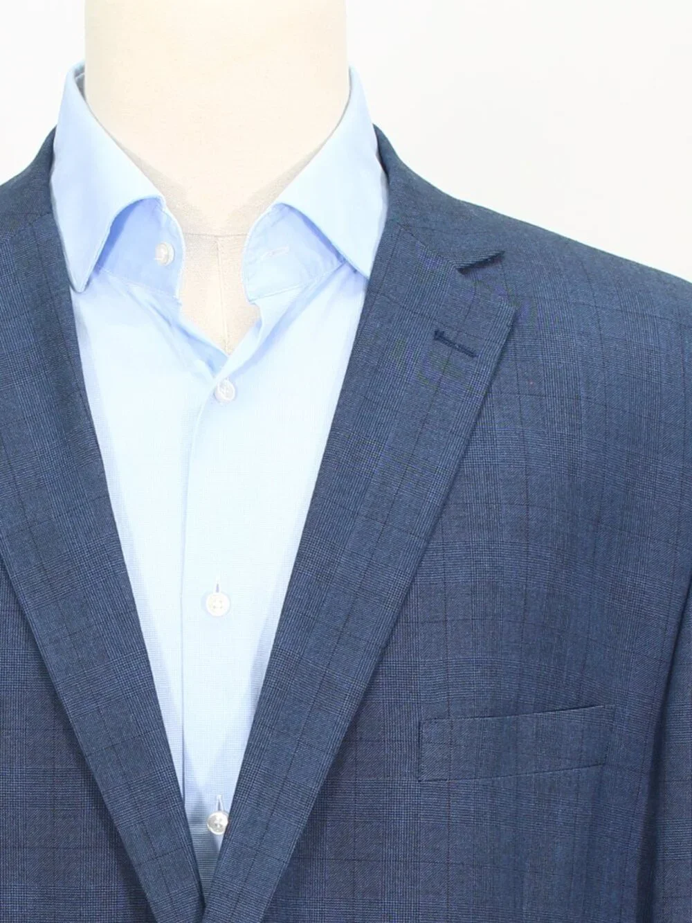 Bocaccio 54L 46x26 Blue Full Suit 2-Button Check R923